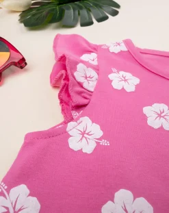 Prenatal Vestiti E Completi-Abito Fucsia Bambina Jersey Margherite Allover
