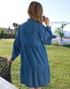 Prenatal Abiti E Completi-Abito Premaman Allattamento In Chambray