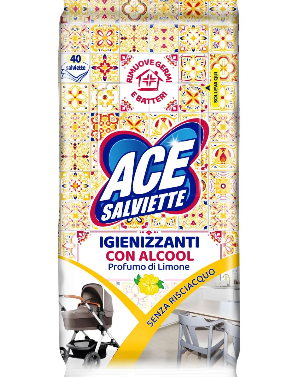 ACE Igiene Casa E Bucato-Salviette Igienizzanti Sgrassanti X40