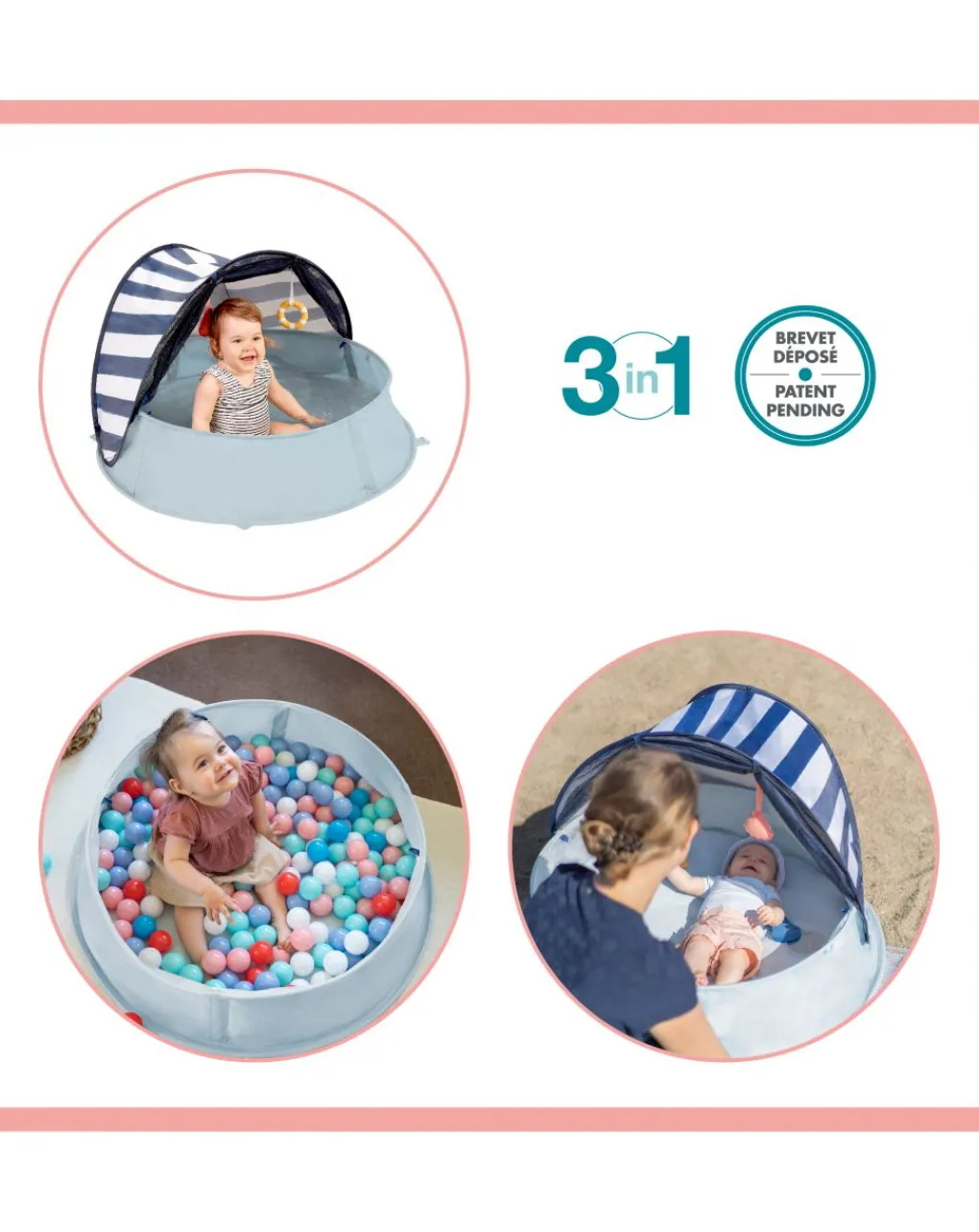 Babymoov Culle E Accessori-Aquani Box Giochi & Piscina Anti-Uv Spf 50+ Mariniere