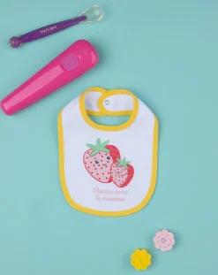 Prenatal Bavaglini-Bavaglino Bimba "Fragola” Rosso/Giallo