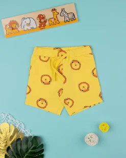 Prenatal Jeans Pantaloni E Salopette-Bermuda Bambino Gialli Con Stampa Allover