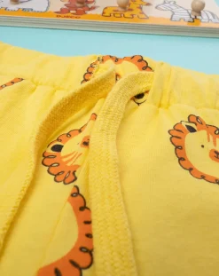 Prenatal Jeans Pantaloni E Salopette-Bermuda Bambino Gialli Con Stampa Allover