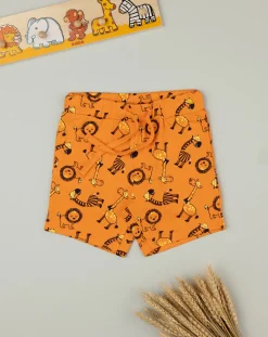 Prenatal Jeans Pantaloni E Salopette-Bermuda Bimbo In Jersey Arancione Fantasia Allover