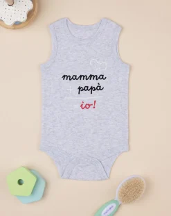 Prenatal Magliette E Body Intimi-Body Intimo Neonato Grigio Con Stampa