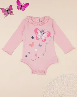 Prenatal Magliette Camicie E Body-Body Rosa Maniche Lunghe Bimba Farfalle