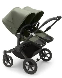 Bugaboo Trio E Duo Gemellari-Donkey 5 Gemellare Navicella E Passeggino Telaio Nerotessuti E Cappottina Forest Green