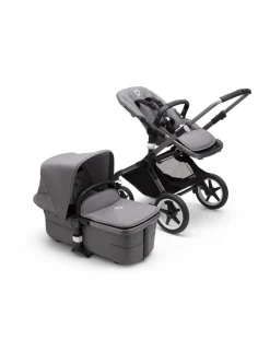 Bugaboo Trio E Duo-Fox 3 Navicella E Passeggino Telaio Graphitetessuti E Cappottina Grey Melange