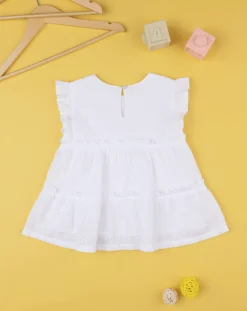 Prenatal Magliette E Camicie-Camicia Bimba Sangallo Bianca