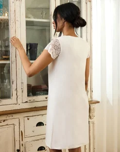 Prenatal Pigiami E Camicie Da Notte-Camicia Da Notte Premaman Allattamento Con Pizzo