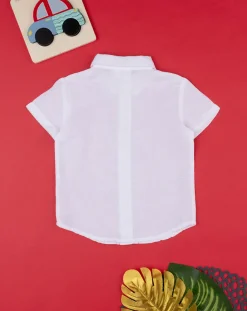Prenatal Magliette Camicie E Body-Camicia Lino Bimbo Bianca