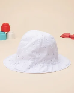 Prenatal Cappelli E Sciarpe-Cappello Bimba Bianco Sangallo