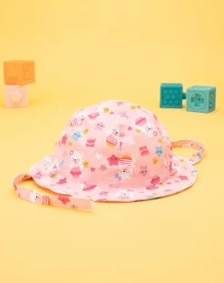Prenatal Cappellini Cuffiette E Muffole-Cappello Estivo Bimba "Fiori”