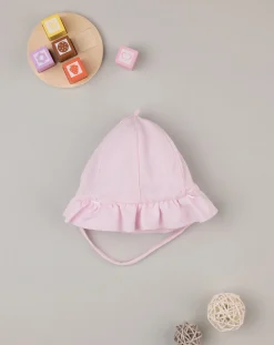 Prenatal Cappellini Cuffiette E Muffole-Cappello In Piquet Con Fiocchi
