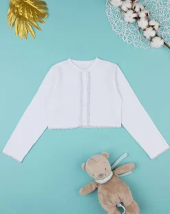 Prenatal Felpe E Maglioni-Cardigan Bambina Tricot Elegante Bianco