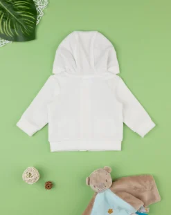 Prenatal Cardigan-Cardigan Neonato Con Cappuccio E Ricamo Animali