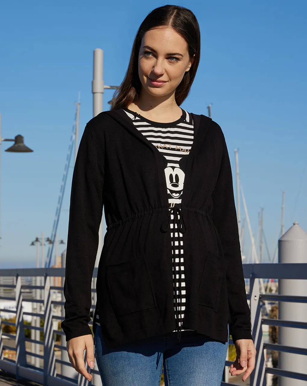 Prenatal Maglieria Premaman-Cardigan Premaman Nero Con Cappuccio