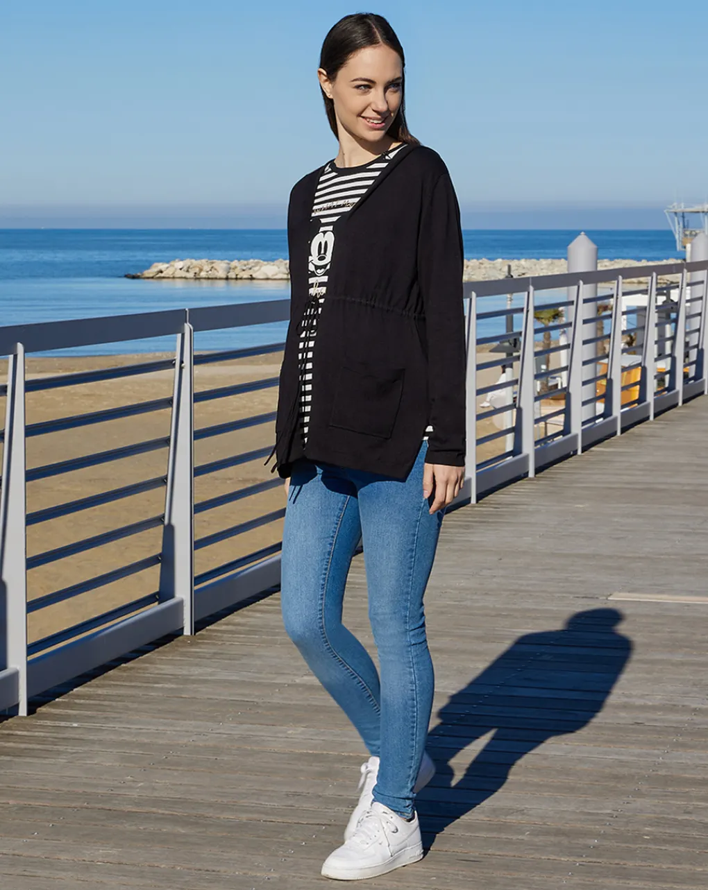 Prenatal Maglieria Premaman-Cardigan Premaman Nero Con Cappuccio