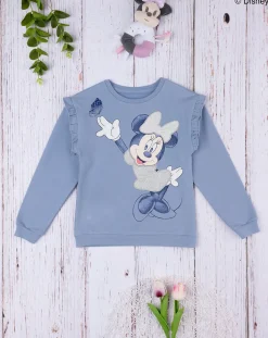 Prenatal Felpe E Maglioni-Felpa Bimba "Minnie” Azzurra Organic Cotton