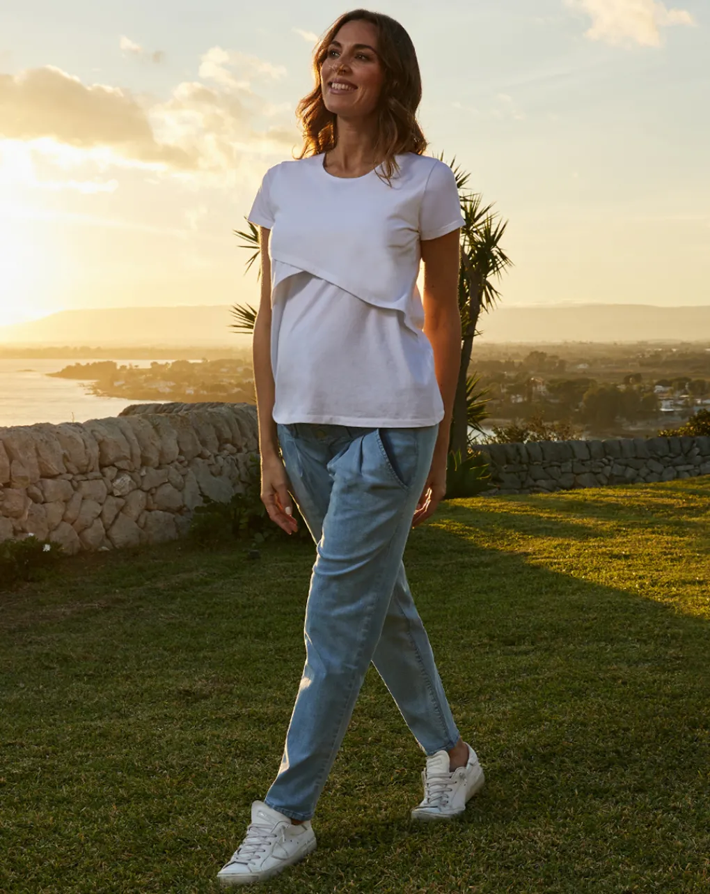 Prenatal Pantaloni Gonne E Leggings-Jeans Premaman Con Pinces E Fascia Alta In Vita