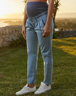 Prenatal Pantaloni Gonne E Leggings-Jeans Premaman Con Pinces E Fascia Alta In Vita