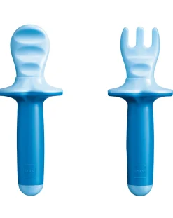 Mam Piatti E Posate-Dipper Setset Posate Con Forchetta E Cucchiaio6+ Mesiazzurro