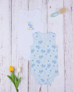 Prenatal Body Intimo E Calze-Pack 2 Body Bimbo Azzurro Organic Cotton