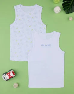 Prenatal Intimo E Calze-Pack 2 Canotte Bambino Jersey Stratch Oeko-Tex