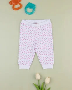 Prenatal Pantaloni E Salopette-Pantalone Bimba Bianco Con Fiori