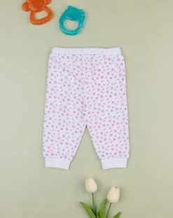 Prenatal Pantaloni E Salopette-Pantalone Bimba Bianco Con Fiori
