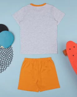 Prenatal Pigiami-Pigiama Jersey Bimbo Grigio/Arancione