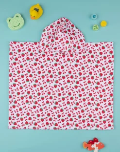 Prenatal Accappatoi Asciugamani E Costumi-Poncho Mare Bimba "Fragole”