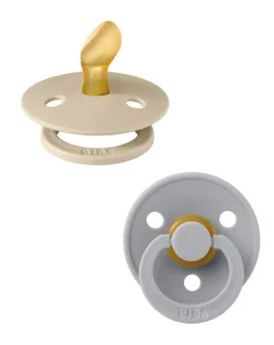 BIBS Succhietti-Set 2 Ciucci Tettarella Anatomica In Gomma Naturale 6/18 Mesi - Colore Vaniglia E Cloud -
