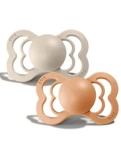 BIBS Succhietti-Set 2 Ciucci Tettarella Simmetrica In Gomma Naturale 0/6 Mesi - Colore Vaniglia E Pesca -