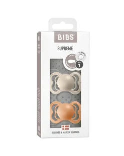 BIBS Succhietti-Set 2 Ciucci Tettarella Simmetrica In Gomma Naturale 6/18 Mesi - Colore Vaniglia E Pesca -
