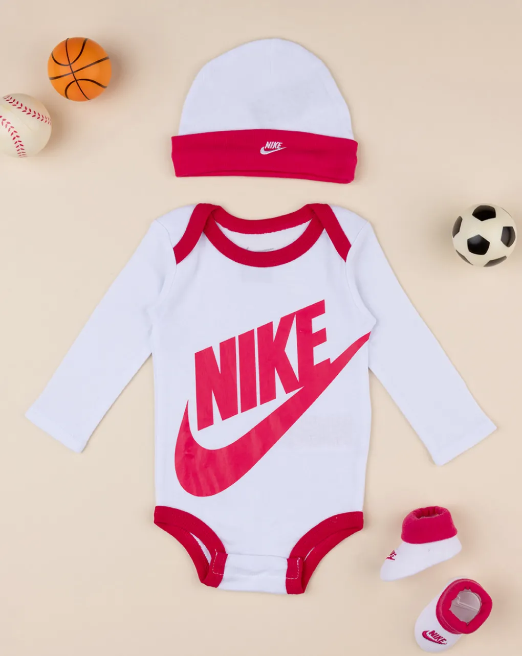 Nike Abiti Completi E Tutine-Set 3 Pezzi Cappellino + Body + Scarpe Bianco E Fucsia