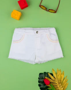 Prenatal Jeans Pantaloni E Salopette-Short Twill Bimba Bianco