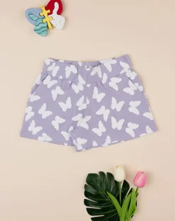 Prenatal Jeans Pantaloni E Salopette-Shorts Bambina Lilla Farfalle Allover