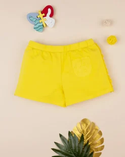 Prenatal Jeans Pantaloni E Salopette-Shorts Gialli Da Bambina In French Terry E Sangallo