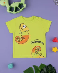 Prenatal Magliette Camicie E Body-T-Shirt Bimbo Mezza Manica Verde Con Stampa Camaleonte