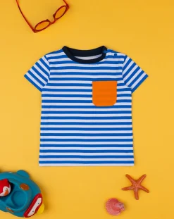 Prenatal Magliette Camicie E Body-T-Shirt Bimbo Rigata Bianca/Blu