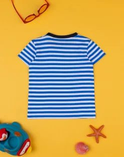Prenatal Magliette Camicie E Body-T-Shirt Bimbo Rigata Bianca/Blu