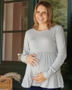 Prenatal T Shirt Allattamento-T-Shirt Premaman Allattamento Con Balze