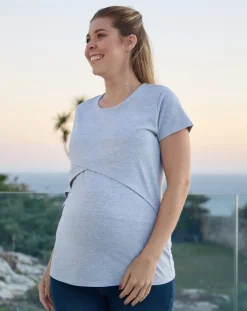 Prenatal T Shirt Allattamento-T-Shirt Premaman Allattamento Grigio Melange