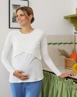 Prenatal T Shirt Allattamento-T-Shirt Premaman Allattamento Bianca