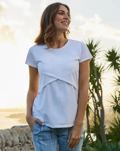 Prenatal T Shirt Allattamento-T-Shirt Premaman Allattamento Bianca