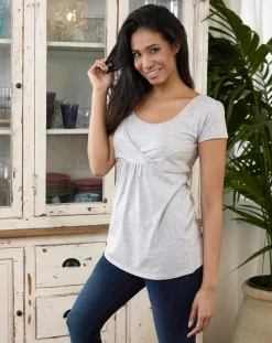 Prenatal T Shirt Allattamento-T-Shirt Premaman Allattamento Grigia