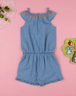 Prenatal Vestiti E Completi-Tutina Chambray Blu Denim Bimba
